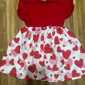 Charming Red and Pink Heart Kids Dress